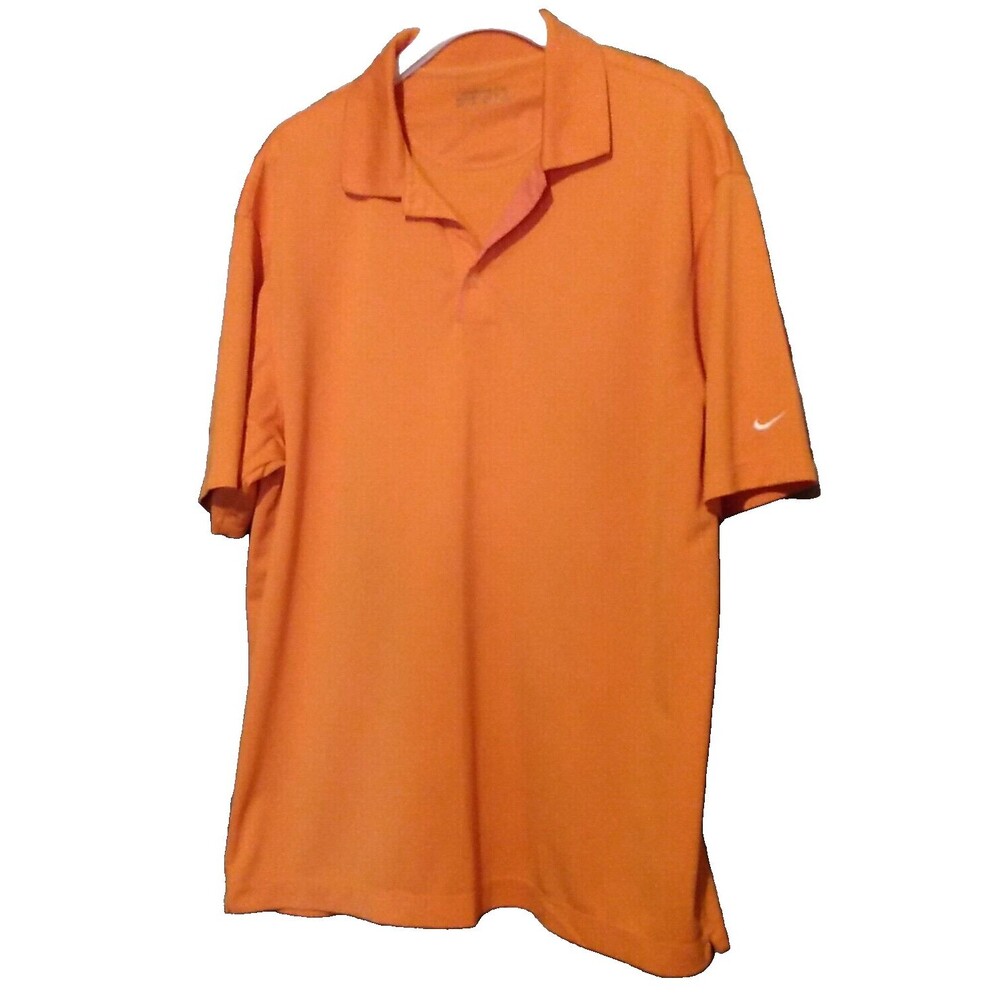 Men NIKE Golf Shirt sz X-LARGE Orange Fit Dry Knit Polo Style